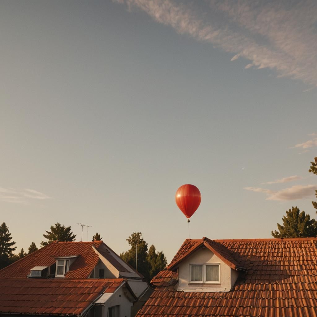 Balloon Caught on Antenna at Dawn: Cinematic Still