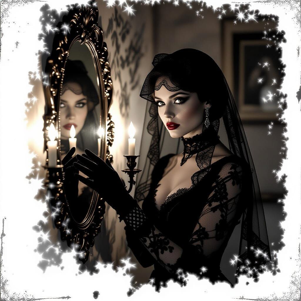 Mysterious Woman with Veil in Cinematic Lighting