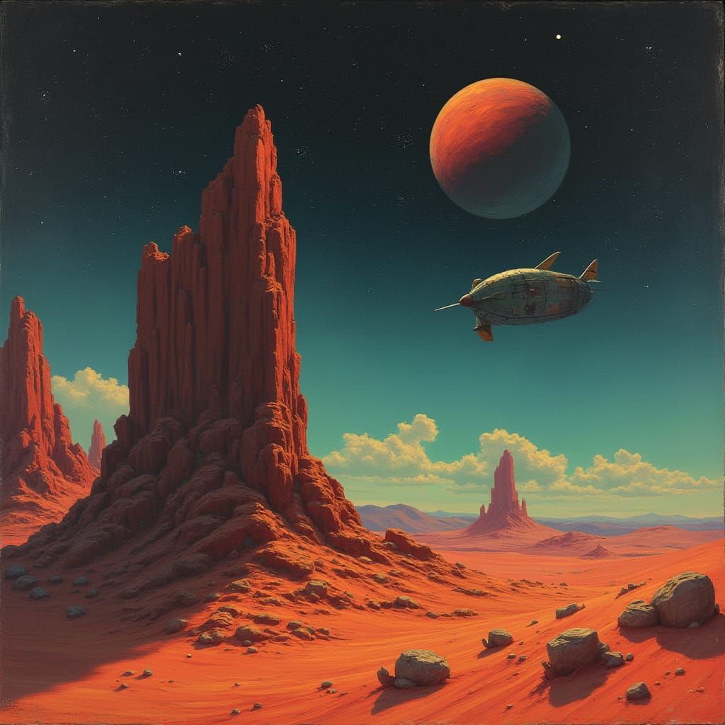 Ethereal Spacecraft in Cosmic Dreamscape