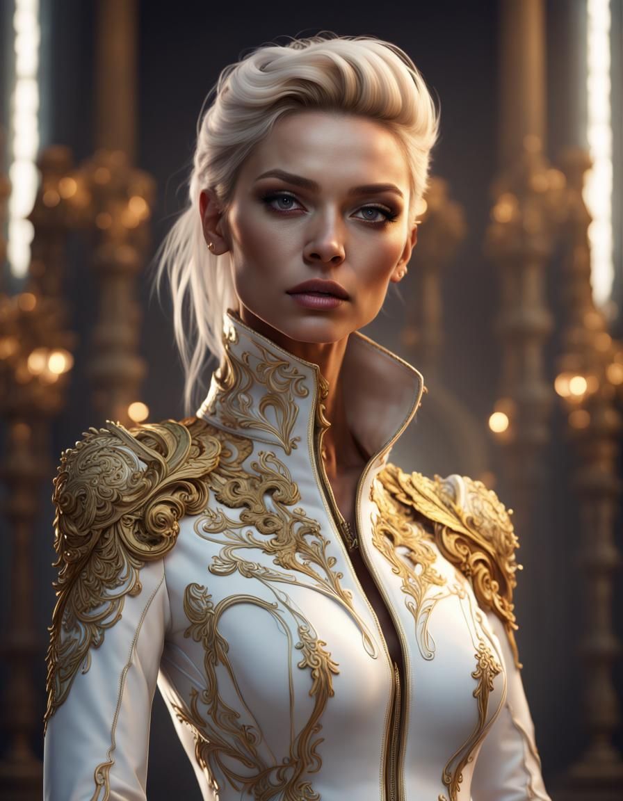 Blonde Goddess in Gold Trim: Fantasy Art