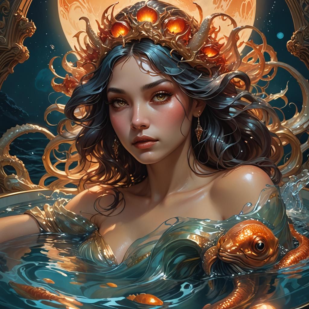 Aquatic Portrait with Sea Creature in Bathtub