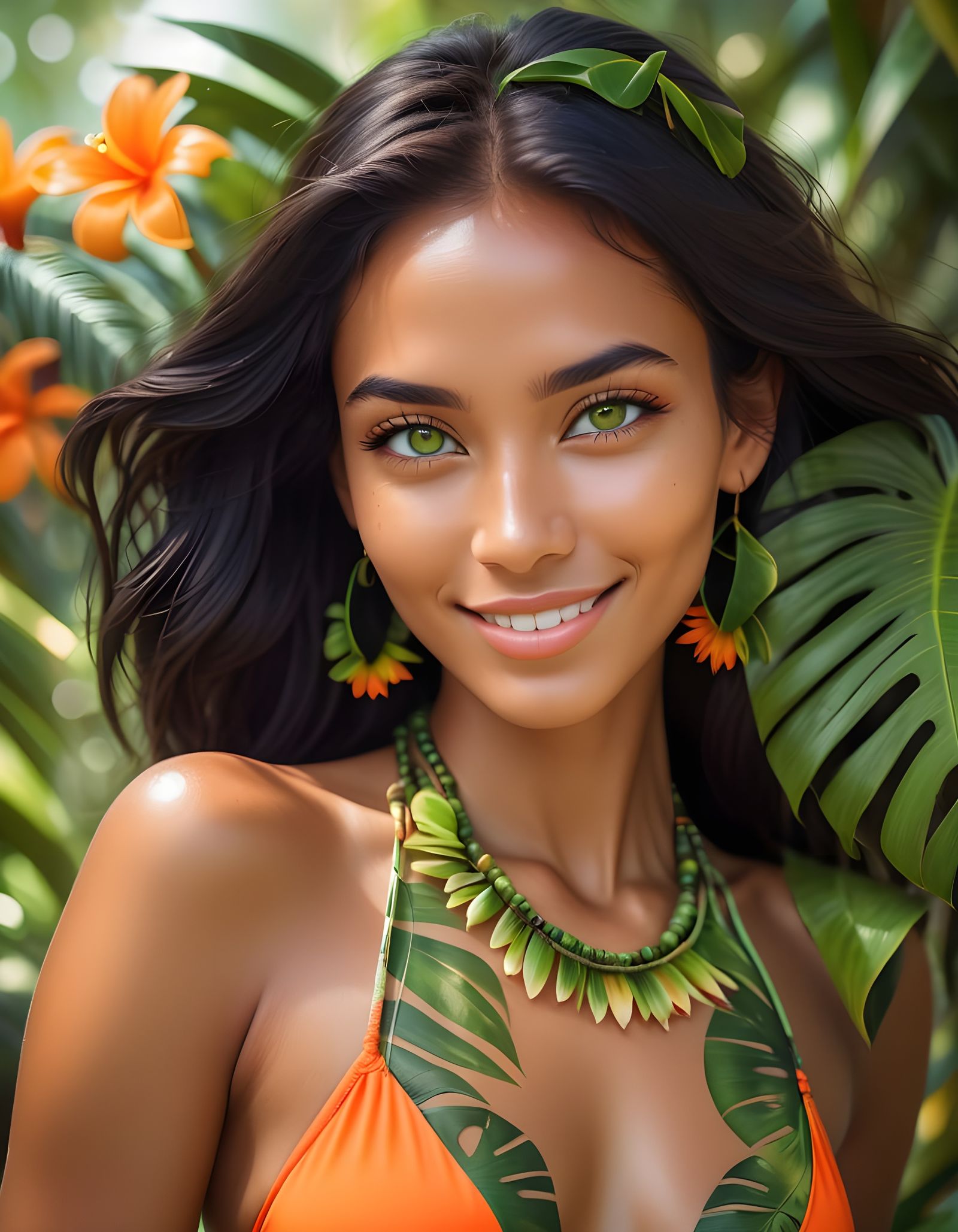 Sensual Tahitian Goddess Basks in Tropical Paradise