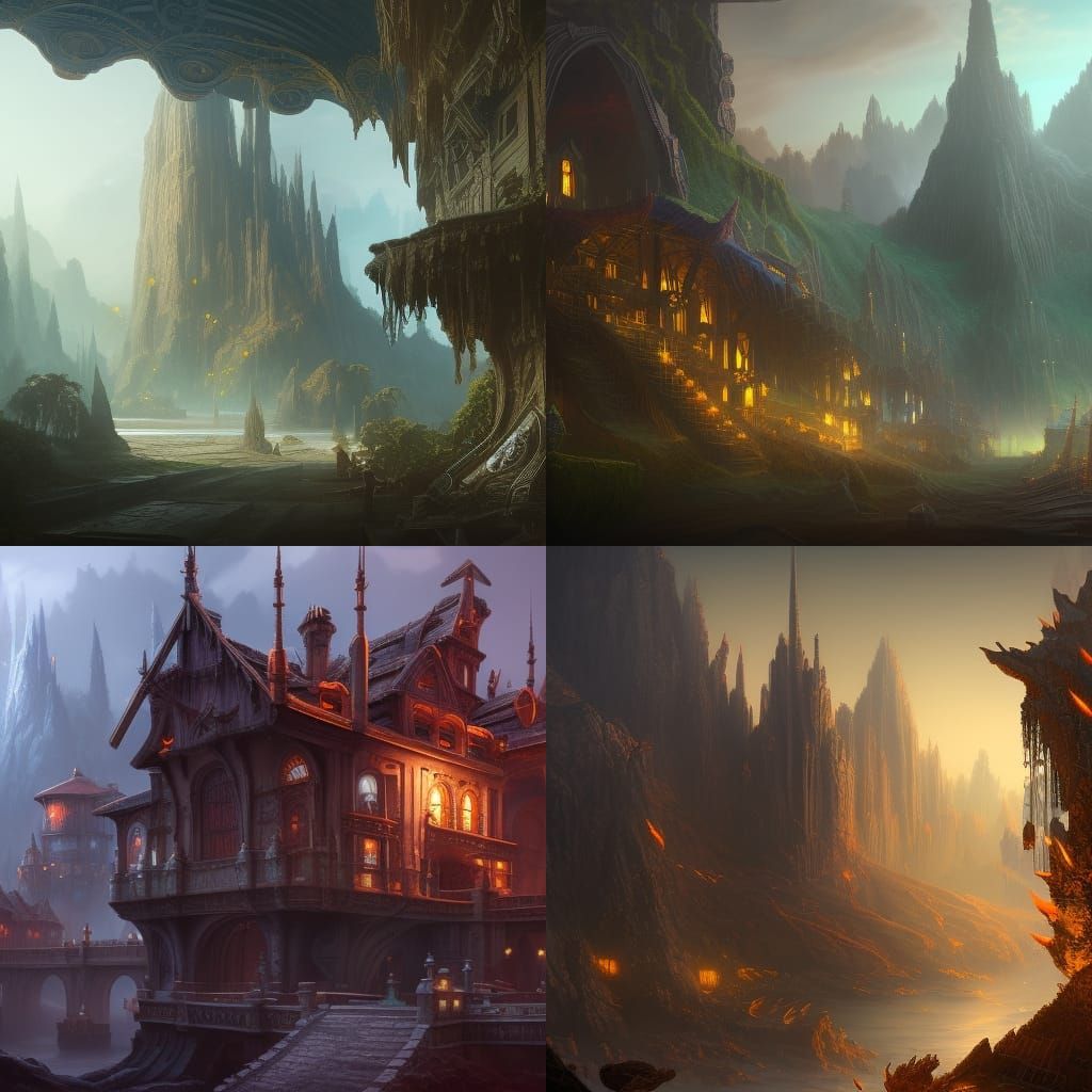 Fantastical Building in Detailed Matte Painting Style