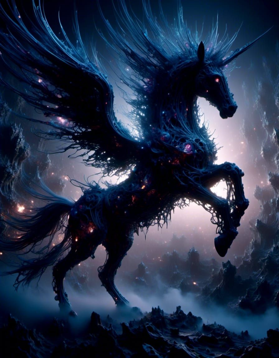 Pegasus Galloping Through a Starry Portal