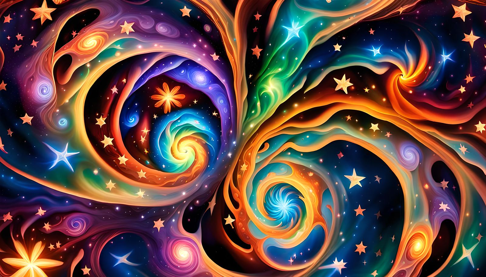 Glowing Star Formation Cluster in Impasto Style