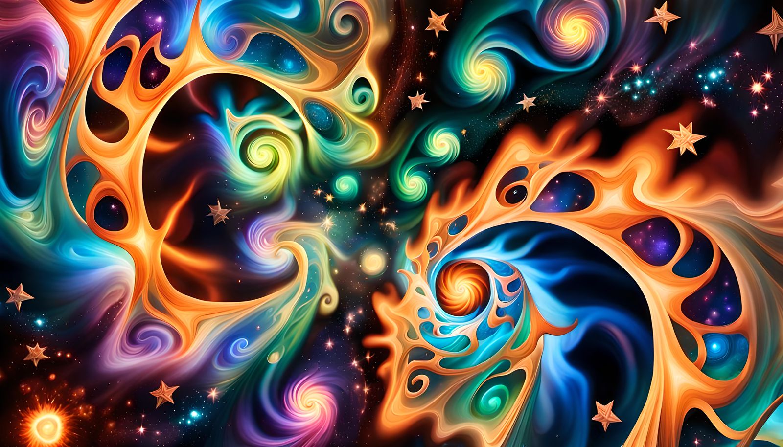 Vivid Star-Formation Cluster in Impasto Oil Paint