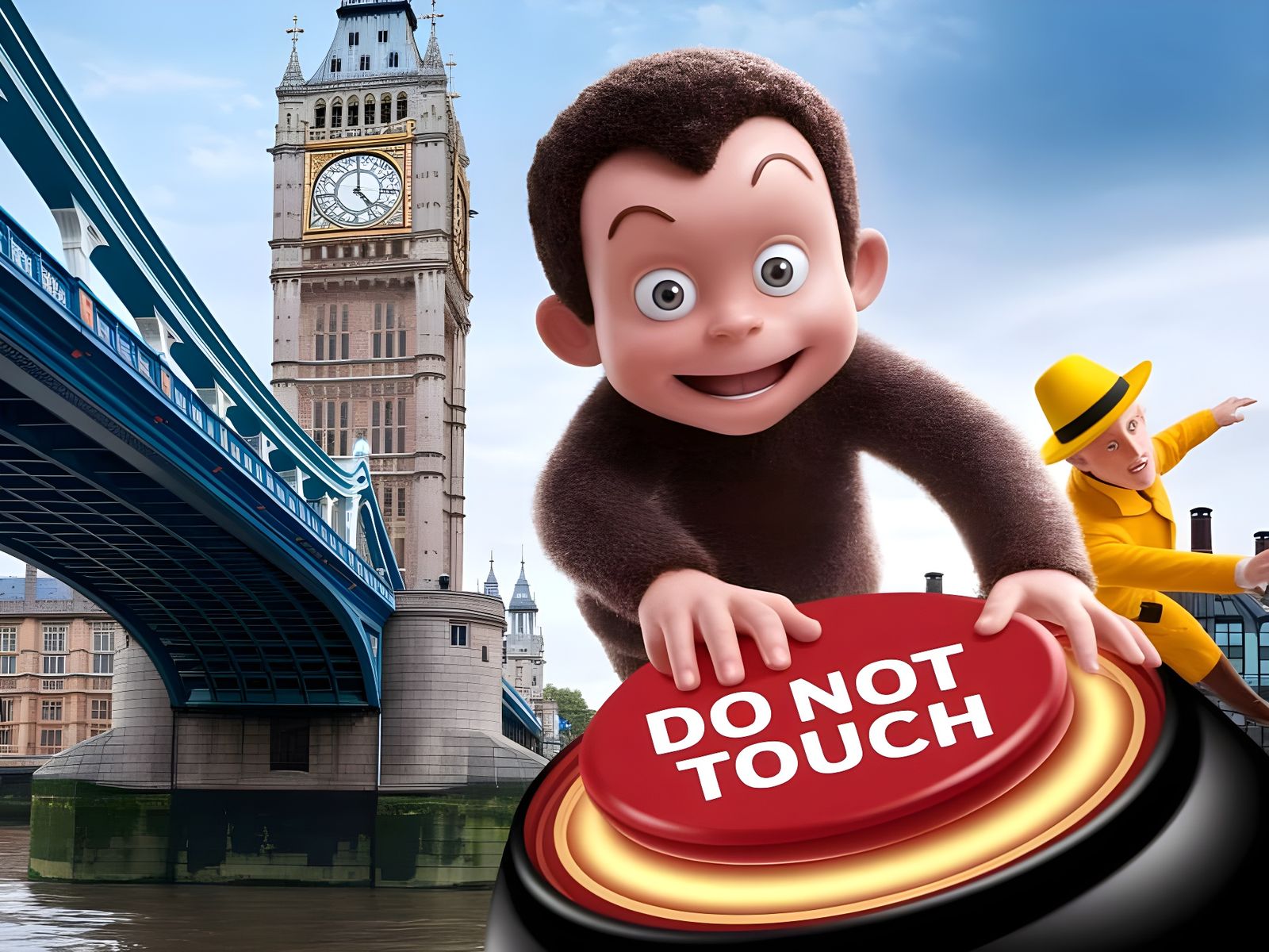 Curious Boy George at Tower Bridge