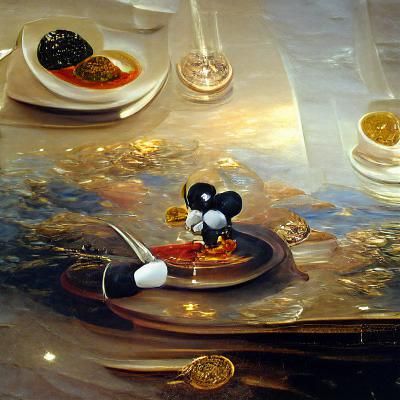 Mickey Mouse's Caviar Dream: Oil Painting