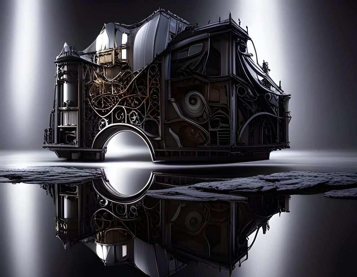 Ominous Mirrored Object with Volumetric Lighting