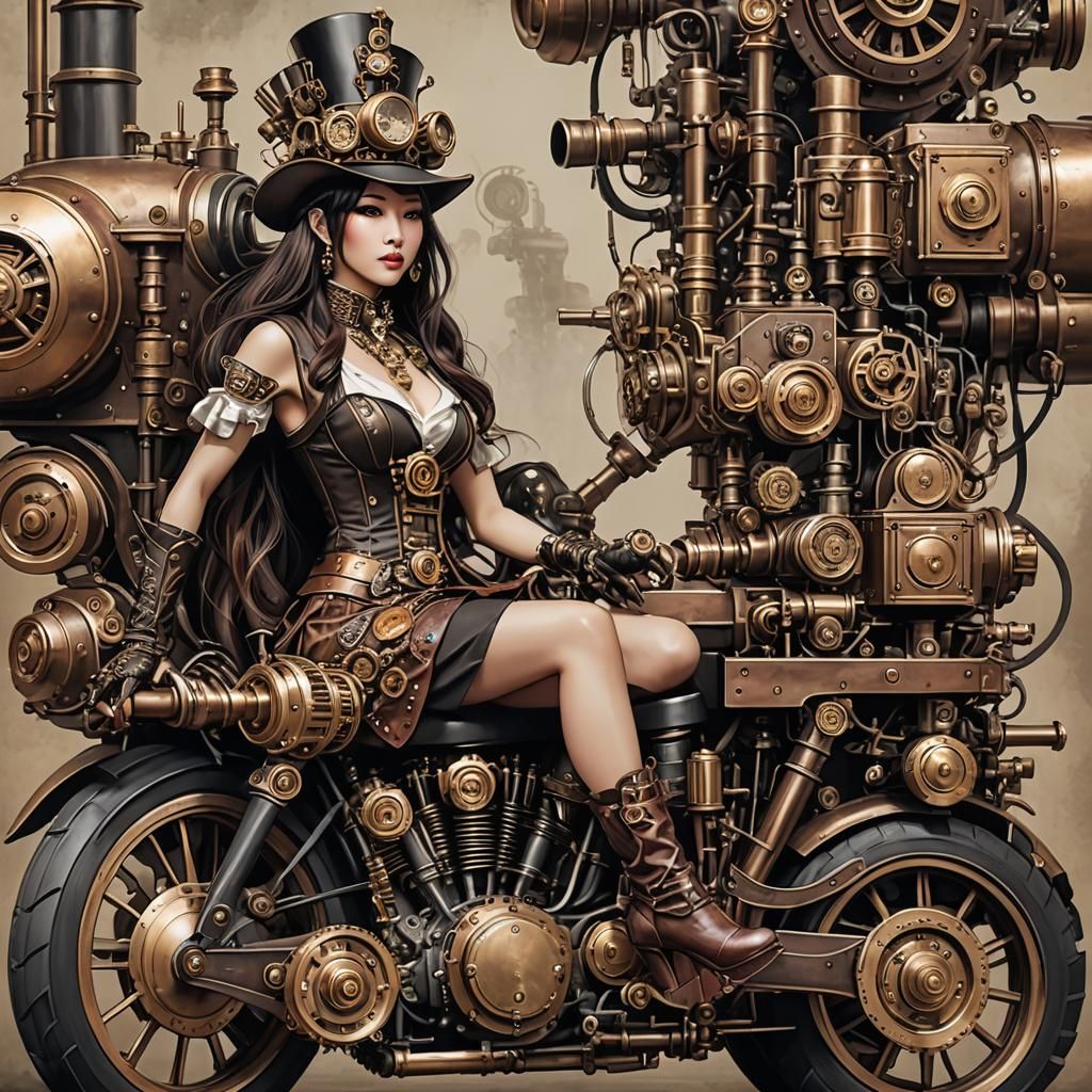 Steampunk Engine with Feminine Design