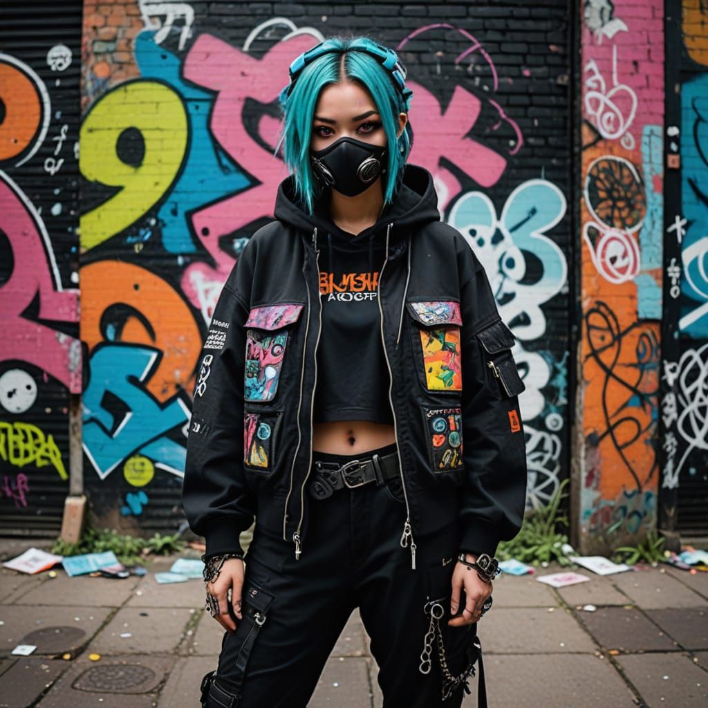 Edgy Street Artist in Urban Cybergoth Style