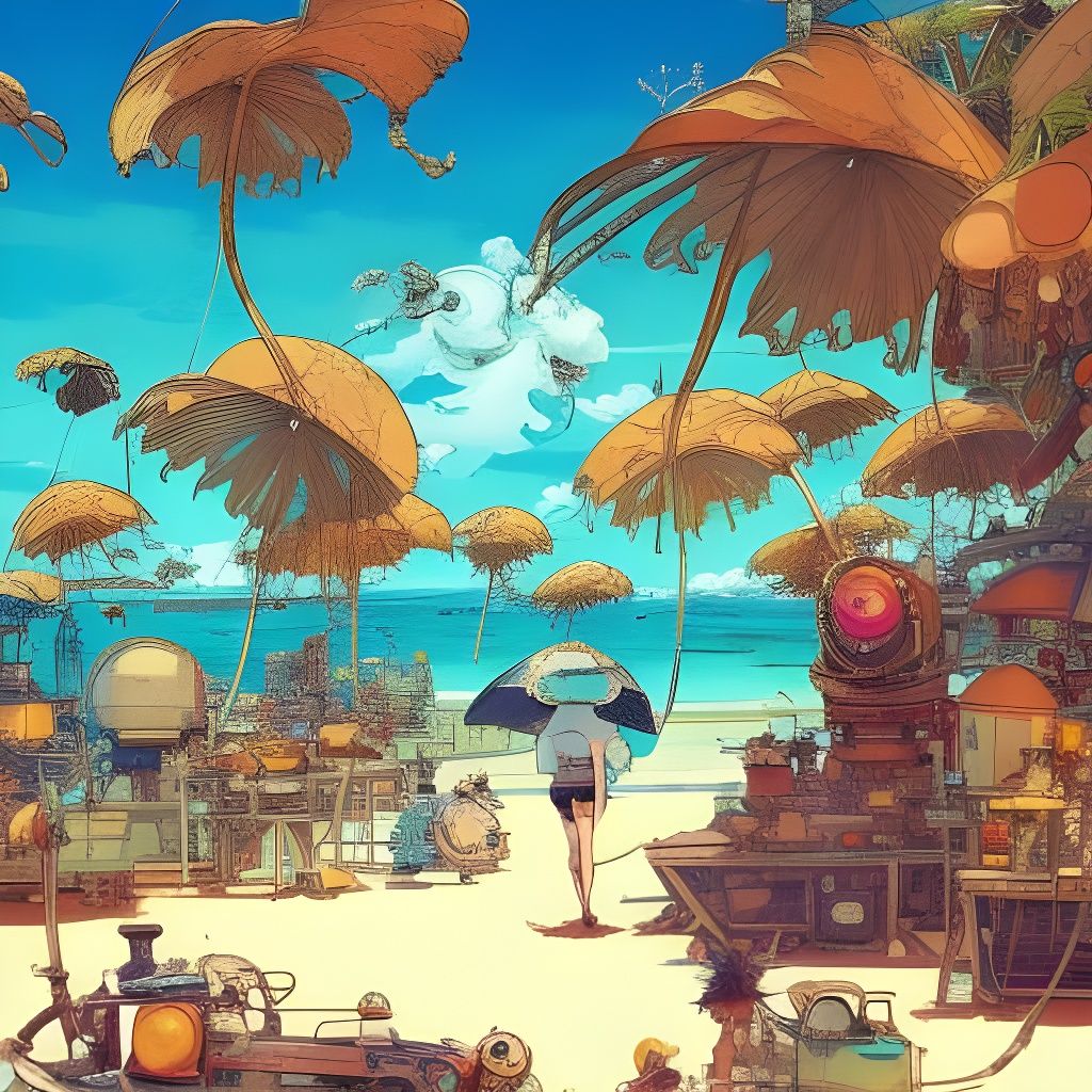 Vibrant Tropical Beach in 3D Comic Animation