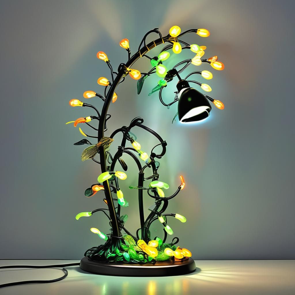 Glow-Worm Tail Desk Lamp in Comic Book Style