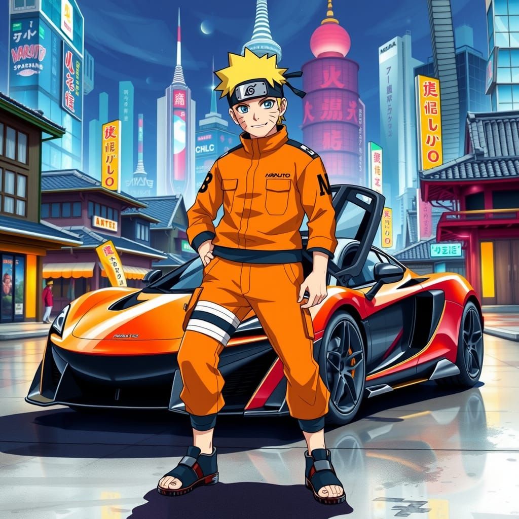 Naruto Uzumaki and McLaren in Modern Konoha
