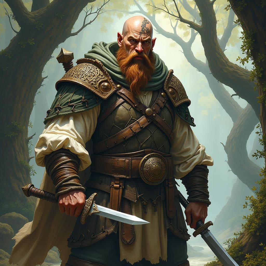 Fantasy Dwarf Ranger at Forest Edge