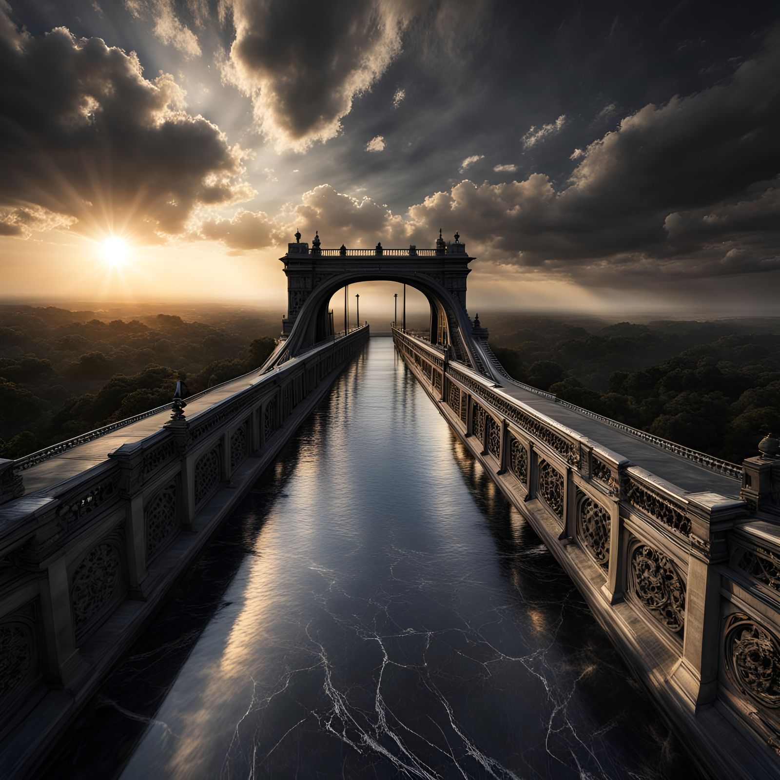 Endless Black Marble Bridge to Horizon