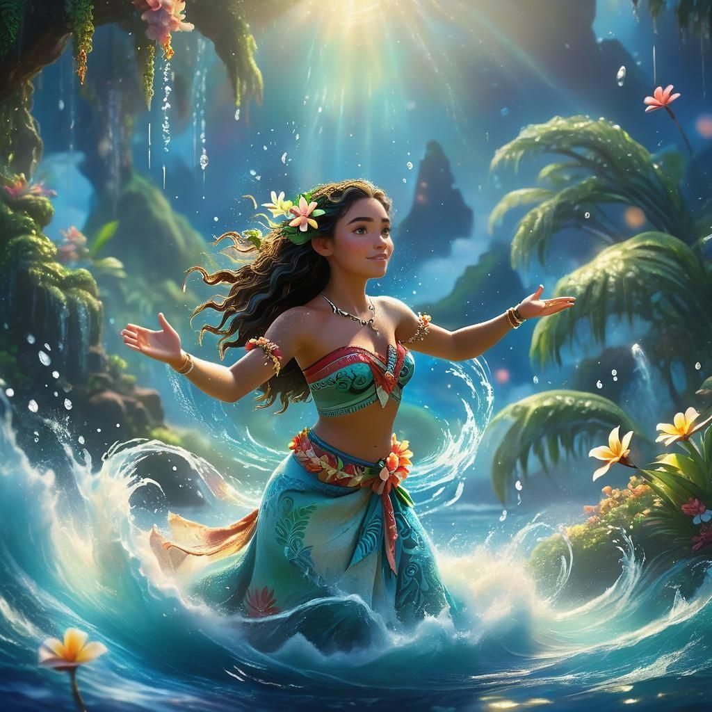 Disney's Moana Dancing in Swirling Water