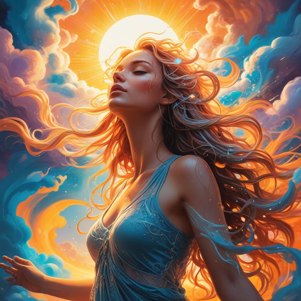 Stunning Goddess in Ethereal Sunset