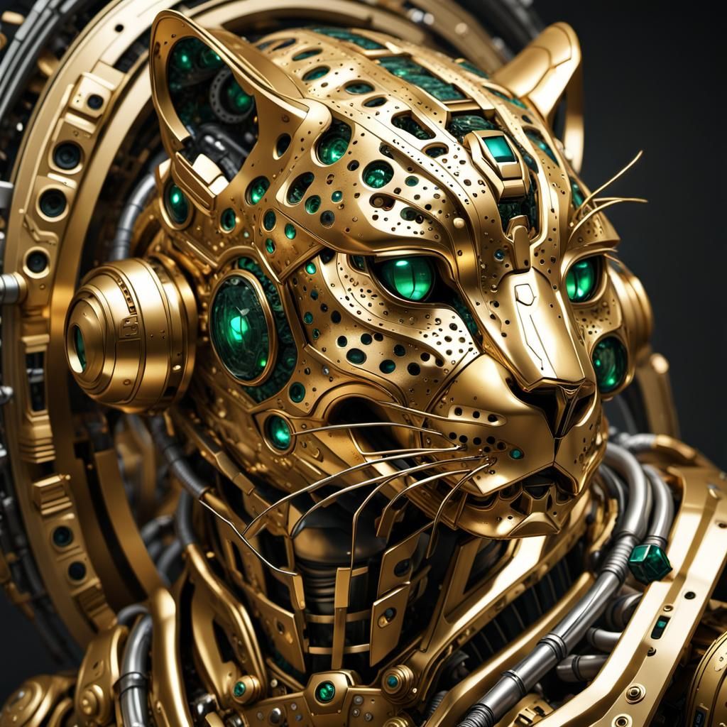 Futuristic Robot Cheetah in Cyberpunk Style