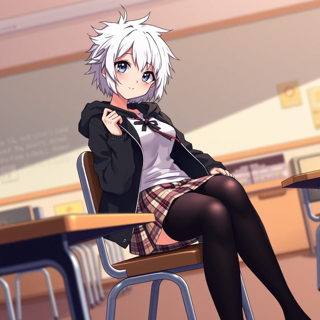 Anime Girl in School Uniform, Studio Trigger Inspired