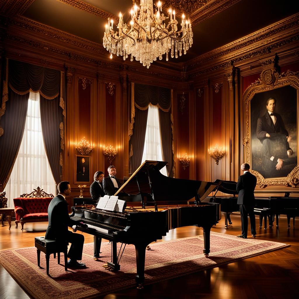 Ornate Living Room with Crystal Chandelier