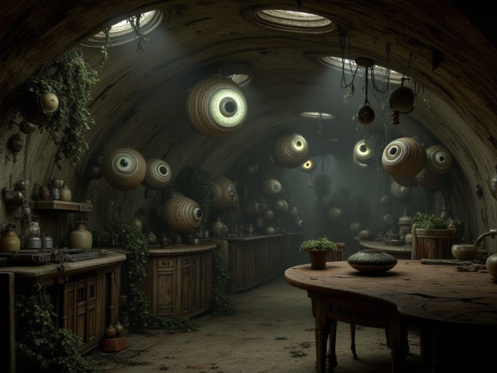 Eerie Floating Eyes in Post-Human Kitchen