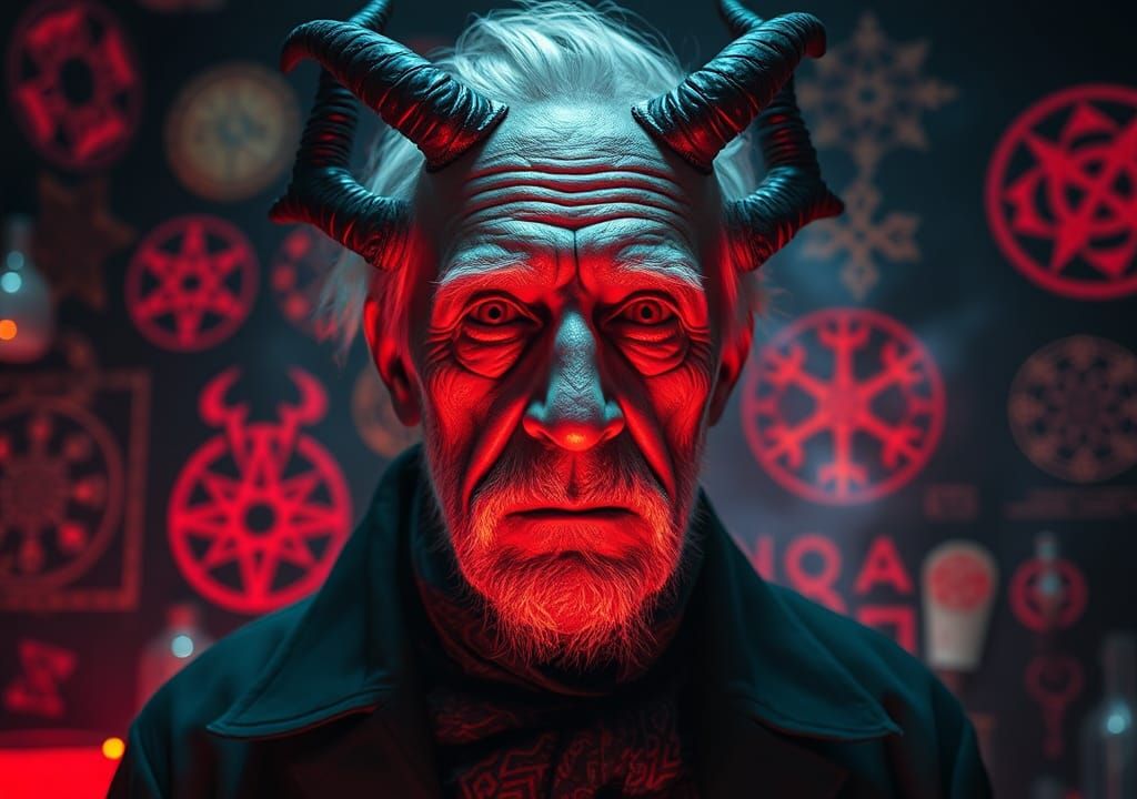 Alchemist Summons a Demon: Hyperrealistic Portrait