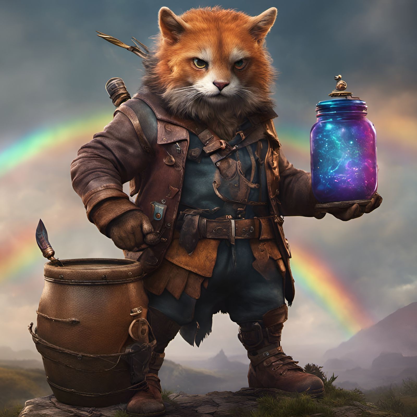 Hunter with Rainbow Jar: Fantasy Concept Art