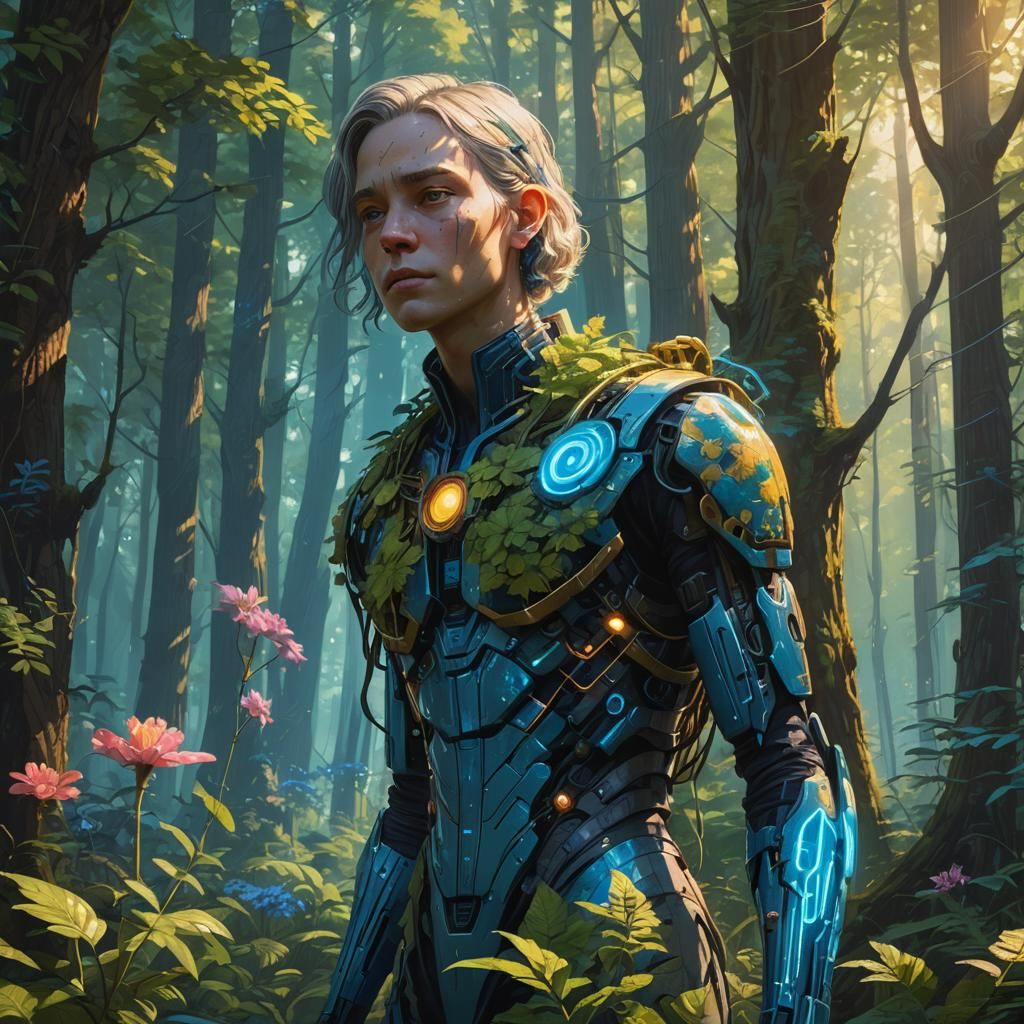 Ageless Figure in Enchanted Forest, Fantasy Art