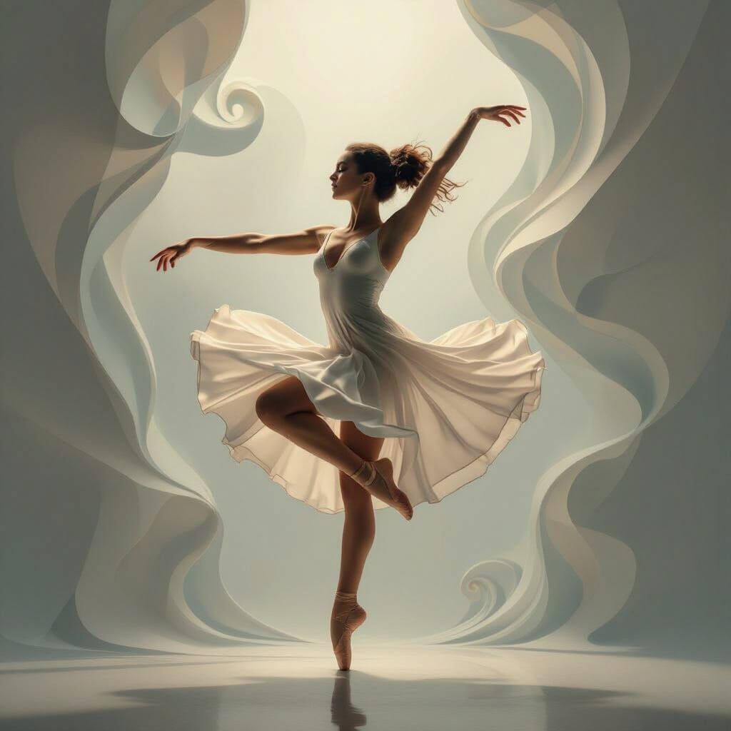 Ethereal Dancer in Motion, Dreamlike Surreal Portrait