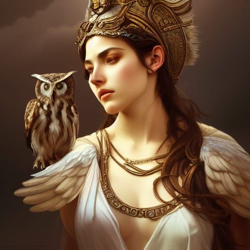 Athena, Greek Goddess of Wisdom, in Hyperdetailed Portrait