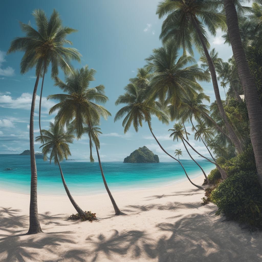 AI Vacation on Tropical Beach: Humans Serving