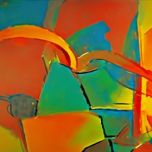 Abstract Ancient Battle in Complementary Colors