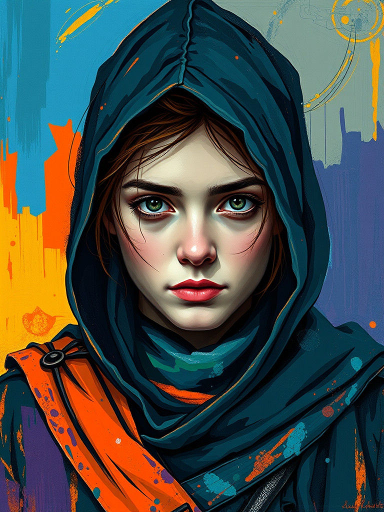 Abstract Portrait of an Assassin in Vibrant Colors