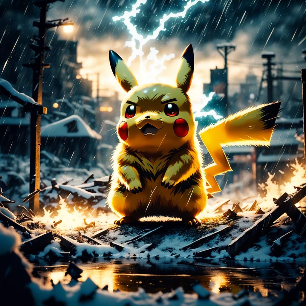 Pikachu Rising from the Ashes: Dark Fantasy Cinematic Master...