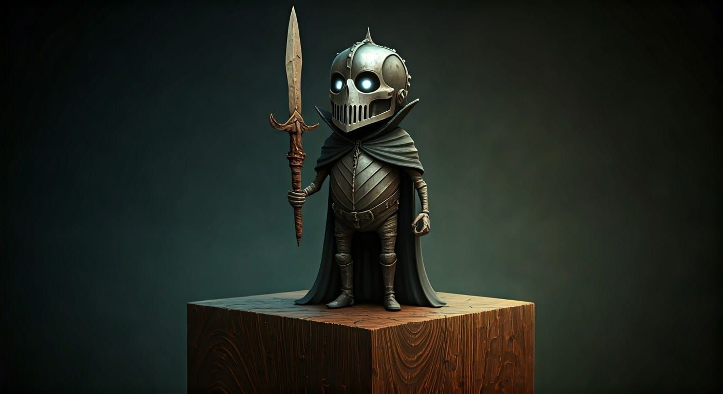 Dark Knight with Medieval Sword in Beksiński-HR Giger Style