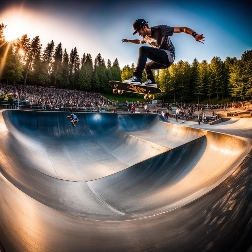 Skaters Perform Tricks in Graffiti Skatepark