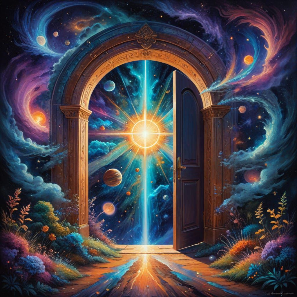 Astral Doorway to Eternity in Vibrant Impressionist Style