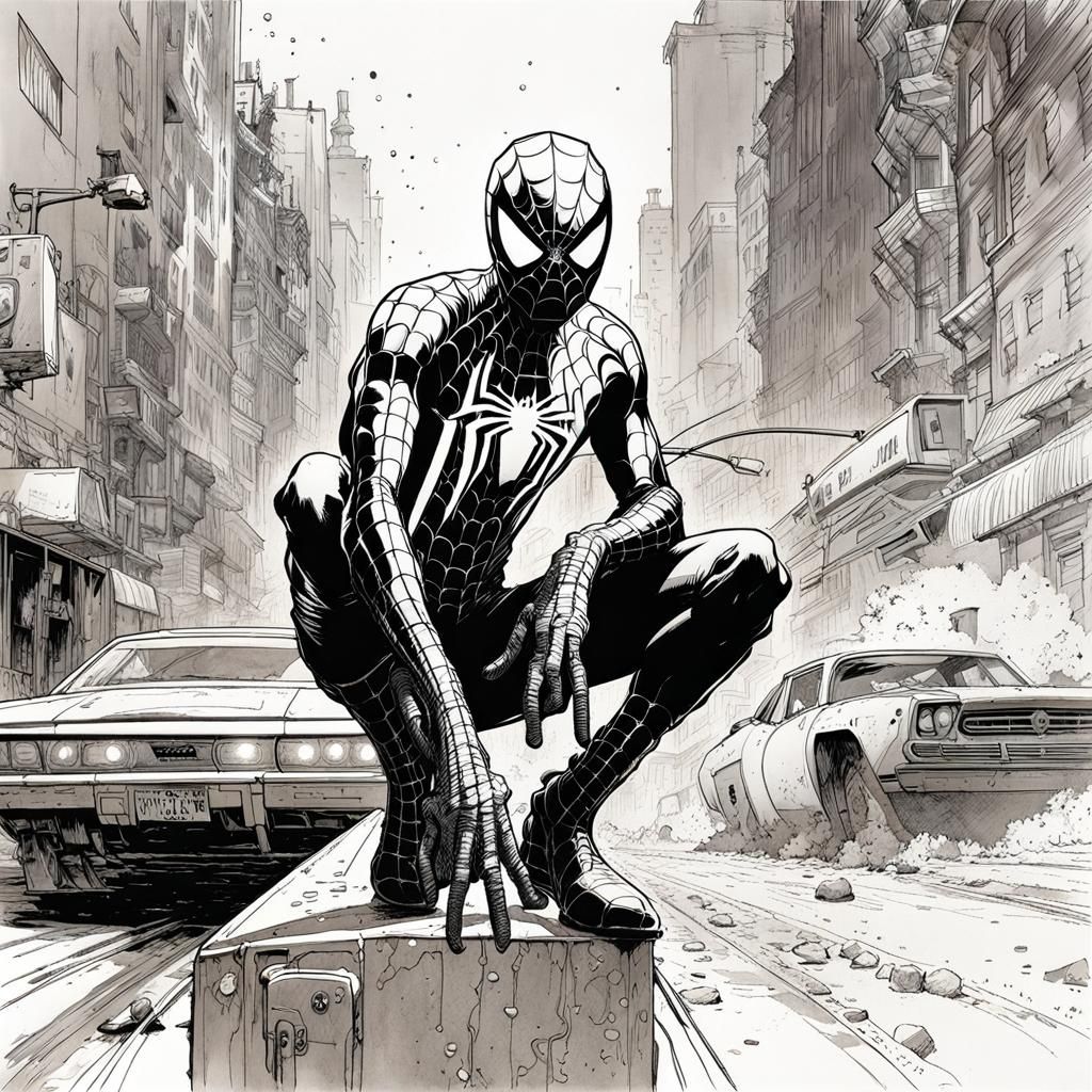 Spiderman Sketch in Gritty Moebius Style