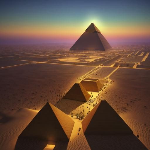 Giza Pyramids Sunset Reflection in Minecraft Graphics