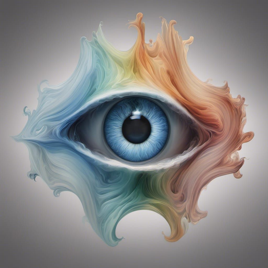 Blue eye,3D shading by artist "M. C. Escher", by artist "Gabriel Dawe"