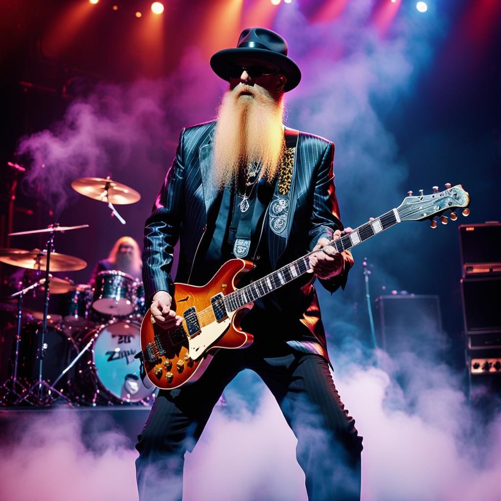 ZZ Top Rock Concert: Dynamic Stage, Vivid Colors