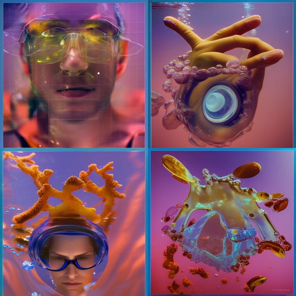 Underwater Fractal Portrait in Clear Quartz Crystal