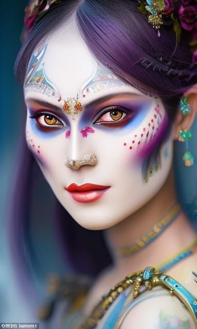 Detailed Prismatic Portrait of an Orc Goddess