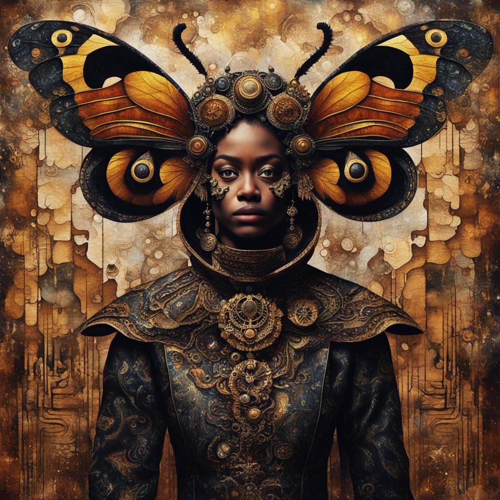 Moth Empress: Abstract Expressionist Jazz-Art Portrait