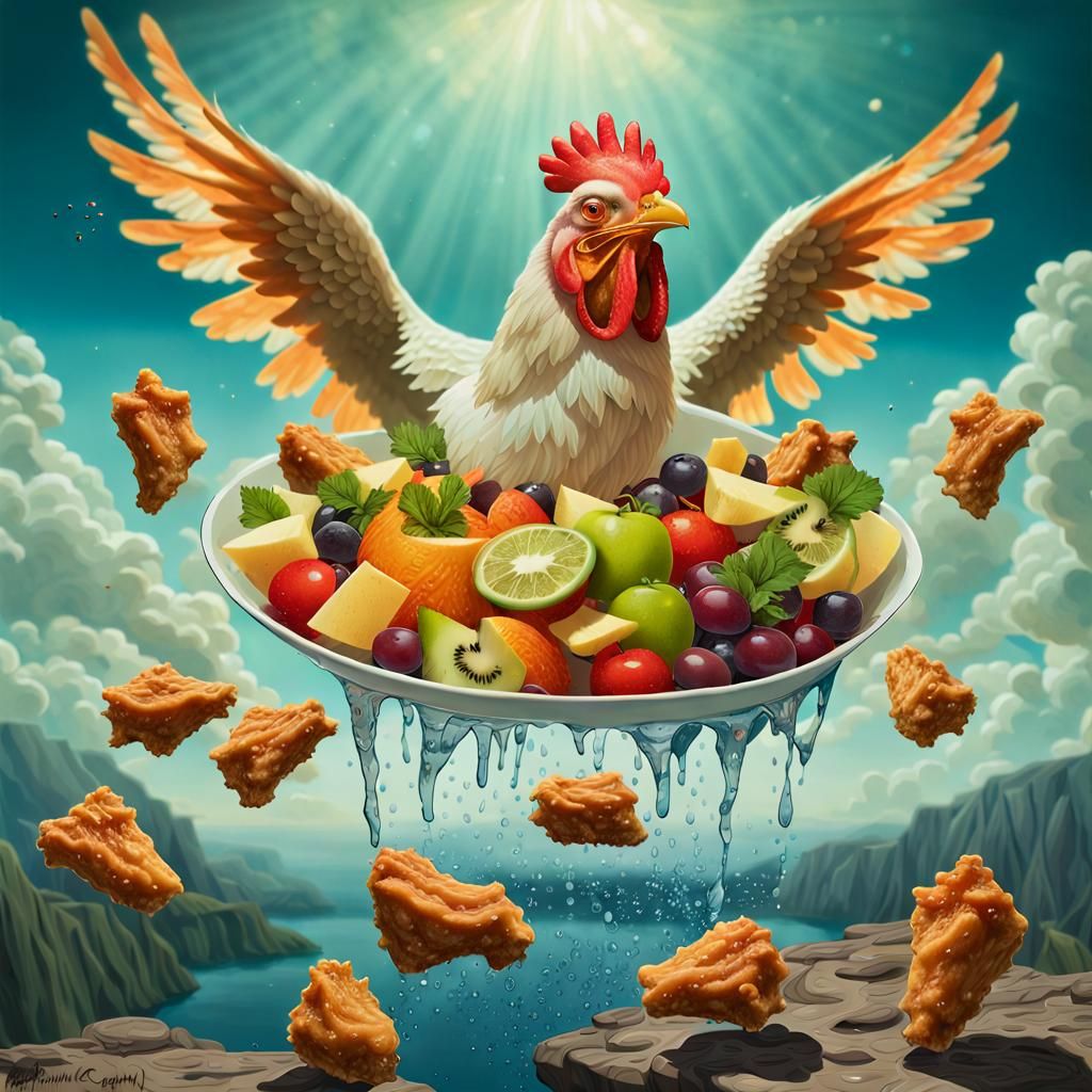 Surreal Fruit Salad and Humorous Chicken Wings