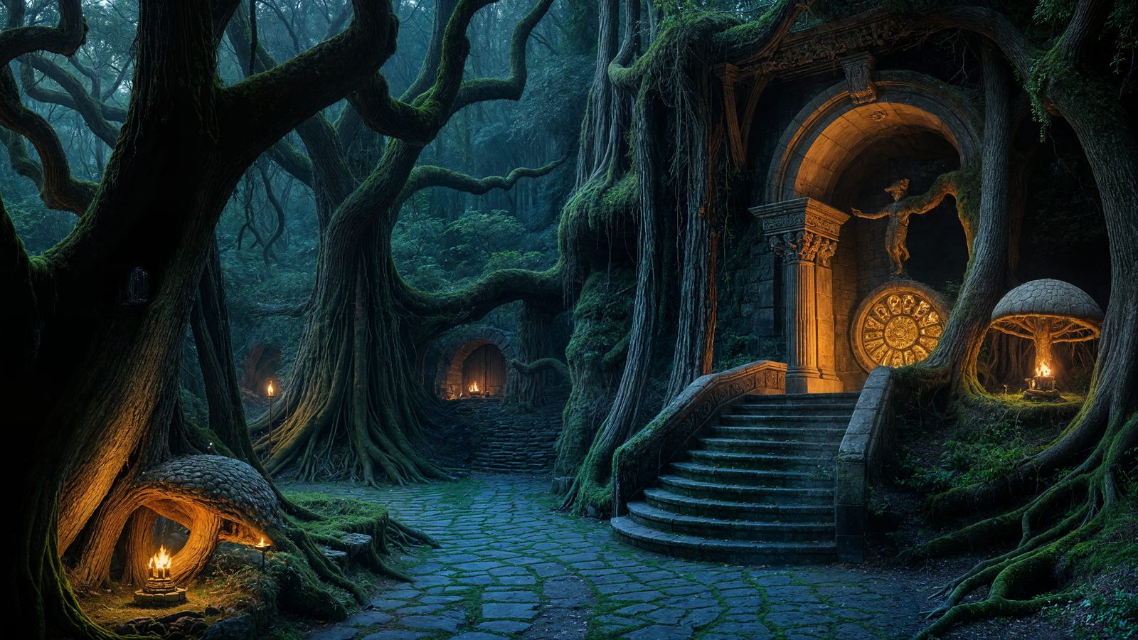 Enchanted Dark Fantasy Forest at Night