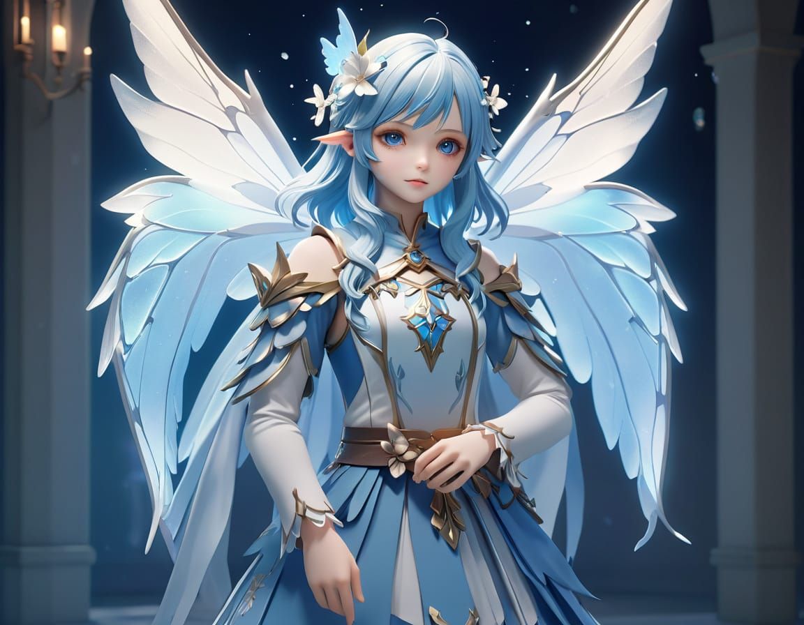 Anime Blue Fairy Concept Art in Stunning 8k Resolution