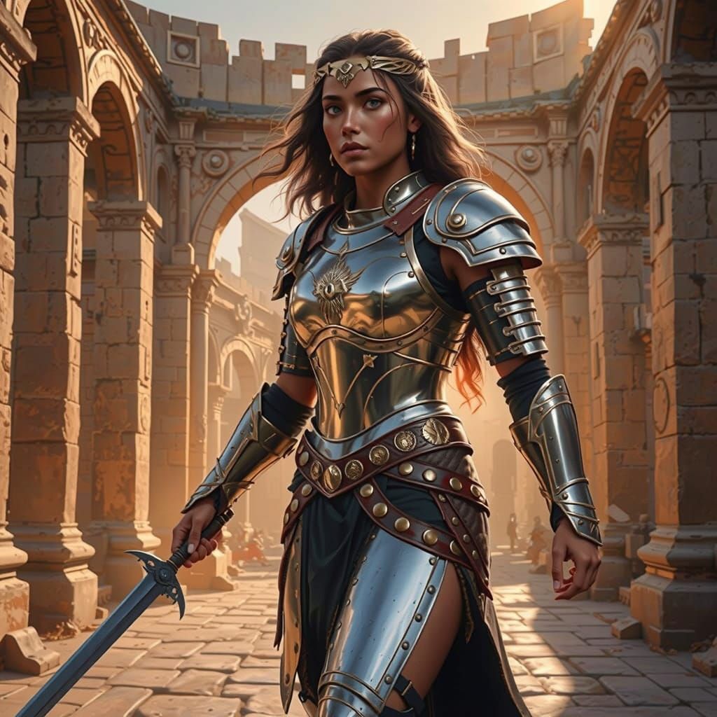 Gladiatrix with Heterochromatic Eyes at Sunset