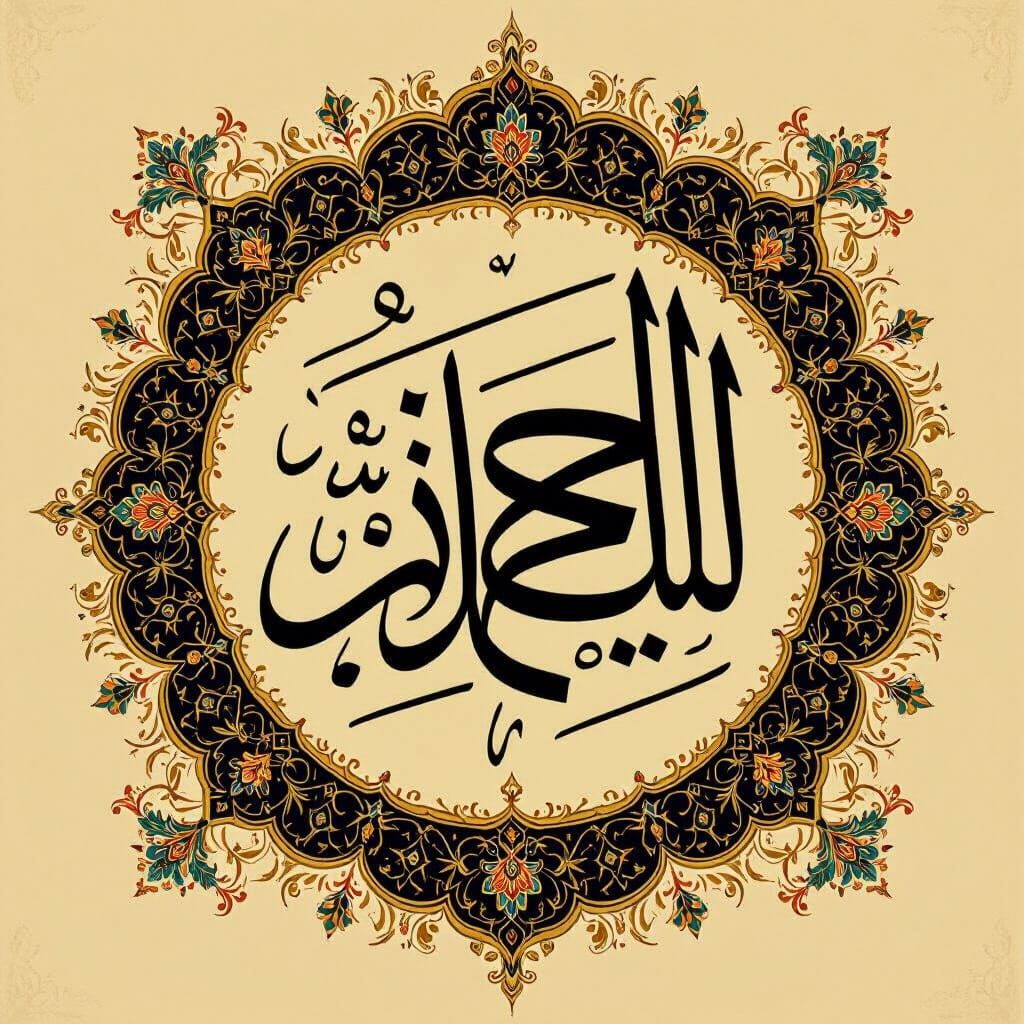 Vintage Arabic Calligraphy with Gold Embellishments